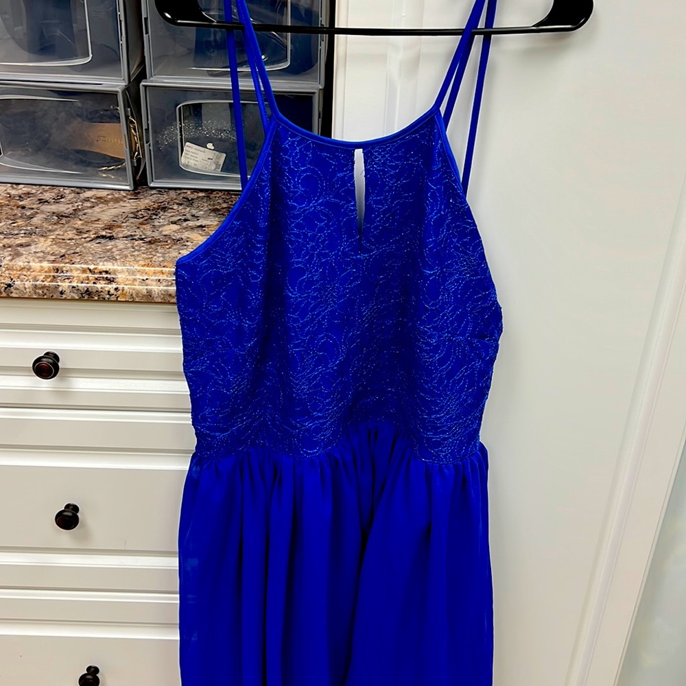 New blue high low dress